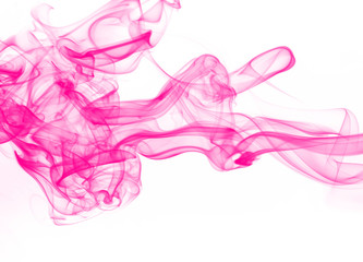 Movement of pink smoke abstract on white background