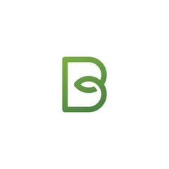B letter leaf initial nature line art outline monoline logo vector icon © gaga vastard