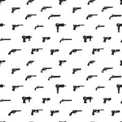 Guns and handguns seamless pattern. Vector.