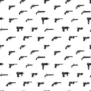 Guns and handguns seamless pattern. Vector.