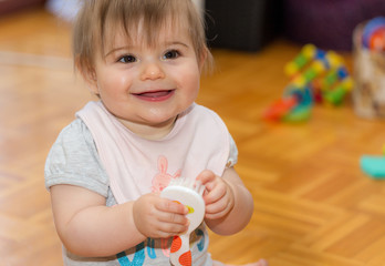 Baby Girl Playing With Hairbrush 6