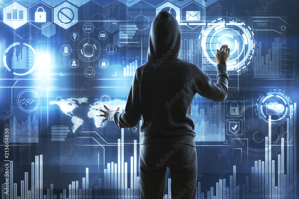 Poster hacker and digital interface