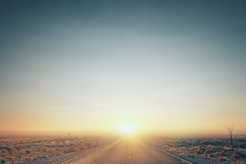 Naklejka premium clear sunset sky in desert