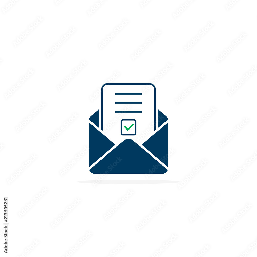 Poster envelope with approved document icon. vector illustration of e-mail confirmation