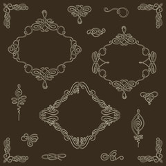 Set collection of vector calligraphic elements and page decorations.