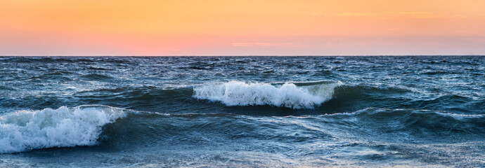 Waves and sea in sunset sunrise