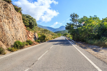 Empty road with no overtaking signs