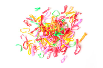 rubber band multicolor on white background