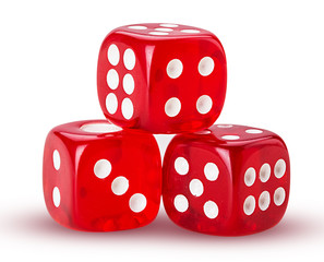 Three red dice