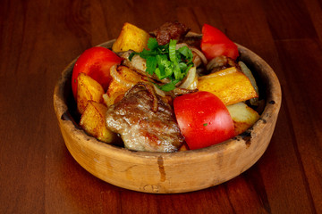 Roasted pork and vegetables