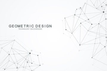 Abstract polygonal background with connected lines and dots. Minimalistic geometric pattern. Molecule structure and communication. Graphic plexus background. Science, medicine, technology concept.