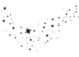 Stars on a white background. Black star shooting with an elegant star.Meteoroid, comet, asteroid, stars.