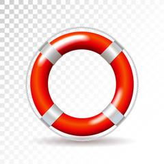 Life buoy isolated on transparent background. Detailed vector illustration for your design. - obrazy, fototapety, plakaty