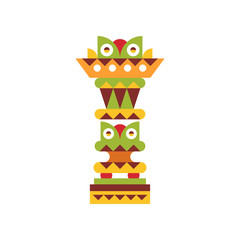 Religious totem pole, native cultural tribal symbol vector Illustration on a white background