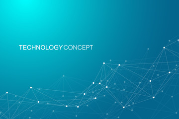 Geometric connected background lines and dots. Simple technology abstract graphic background design, vector illustration.