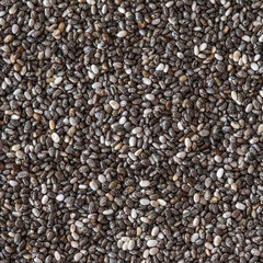 Chia seeds  Background, close up. Black Chia  Pattern. Healthy diet concept. Copy space.