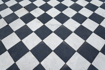 Fototapeta premium Black and white tiles. Chess floor.