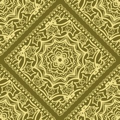 Template floral Decorative Square seamless pattern. Vector illustration. for Fabric Print.