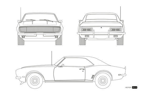 Generic four door sedan car side view, line drawing illustration Stock  Vector | Adobe Stock