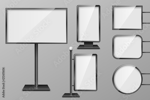 Set Of Light Boxes Template Outdoor 3d Retail Lighting Billboards Set Of Light Boxes Template Outdoor 3d Retail Lighting Billboards Realistic Boards For Advertising