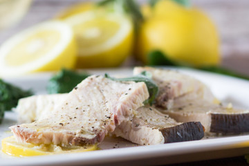 Swordfish with spinach