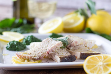 Swordfish with spinach