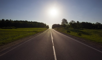 sunrise over the road
