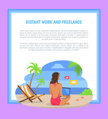Distant Work and Freelance Poster Freelancer Woman