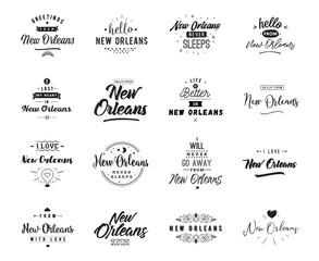 Greeting cards, vector design. Isolated logos. Typography set.