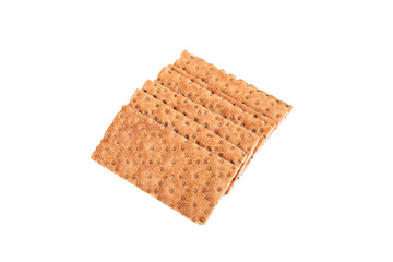 Buckwheat crisp bread in the basket. Isolated on a white background.