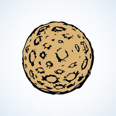 Moon with craters. Vector drawing