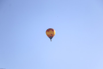 Hot Air Balloon. bright beautiful colored balloons fly over the city. Festival of Aeronautics 