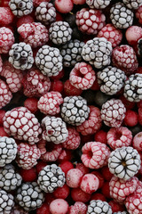 closeup of frozen berries 