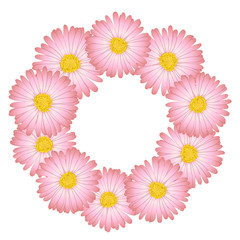 Pink Aster, Daisy Flower Wreath