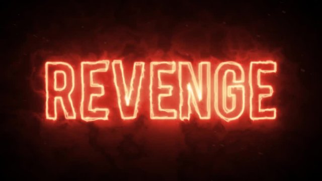 Revenge hot fire text on black background