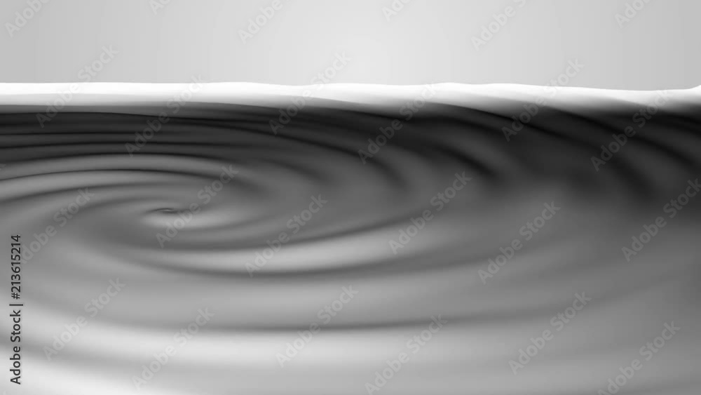 Poster gray three-dimensional spiral in motion. movement of a vortex reconstruction in 3d