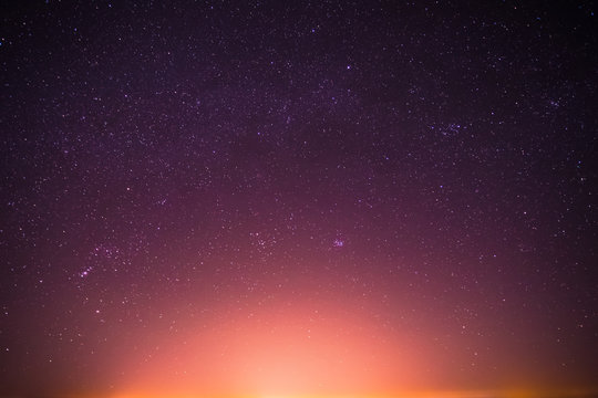 Real Night Sky Stars Background With Natural Colourful Gradient.