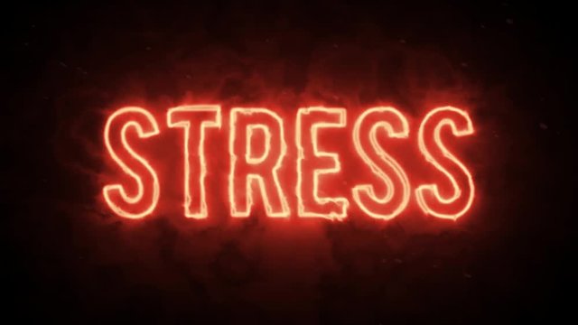 Stress hot fire text on black background