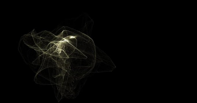 Technology and network connection concept background in wireframe. Matrix of points connected by wires in motion on black background.