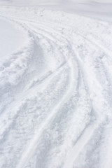 Ski trail tracks in the snow