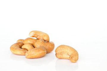 cashew nuts on white background