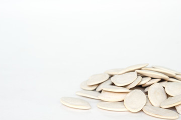 pumpkin seeds for planting on white background