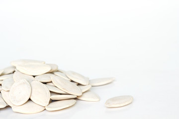 pumpkin seeds for planting on white background