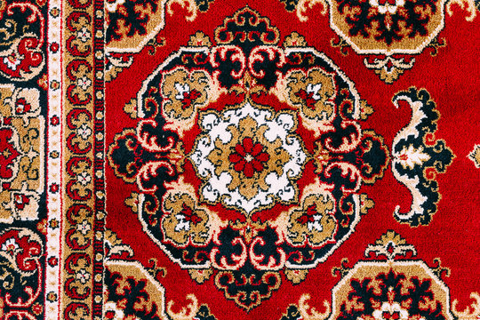 Red Asian Oriental Carpet Texture Background
