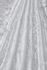 Ski trail tracks in the snow