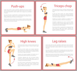 Push Ups and Triceps Chop Vector Illustration