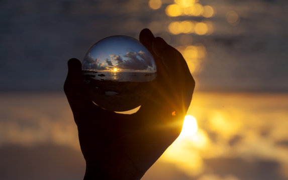 Crystal ball photography - sunset beach
