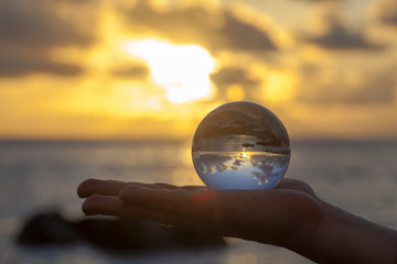 Crystal ball photography - sunset beach