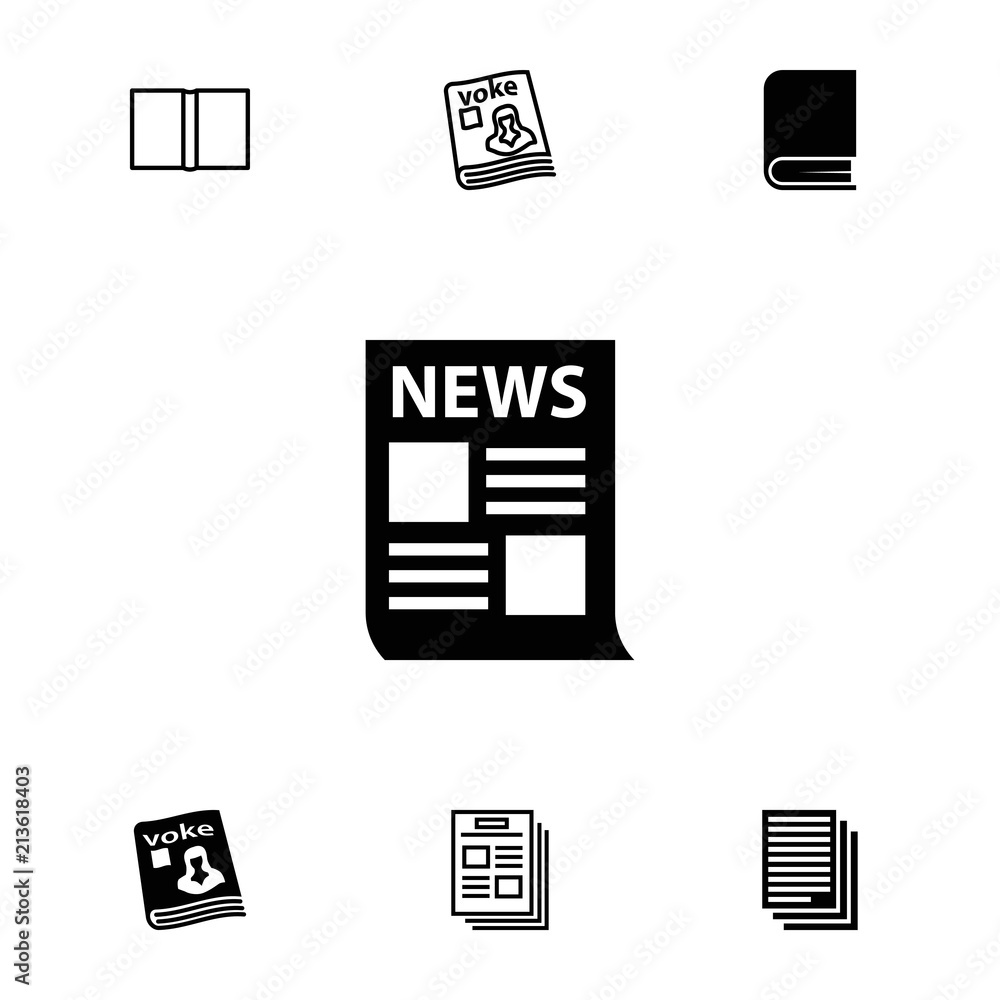 Poster collection of 7 publish filled and outline icons