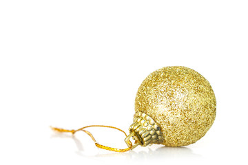 christmas ornaments gold decoration on white background